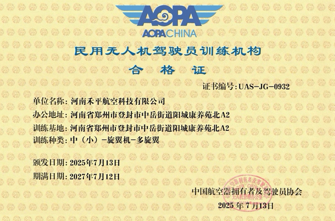 训练机构合格证